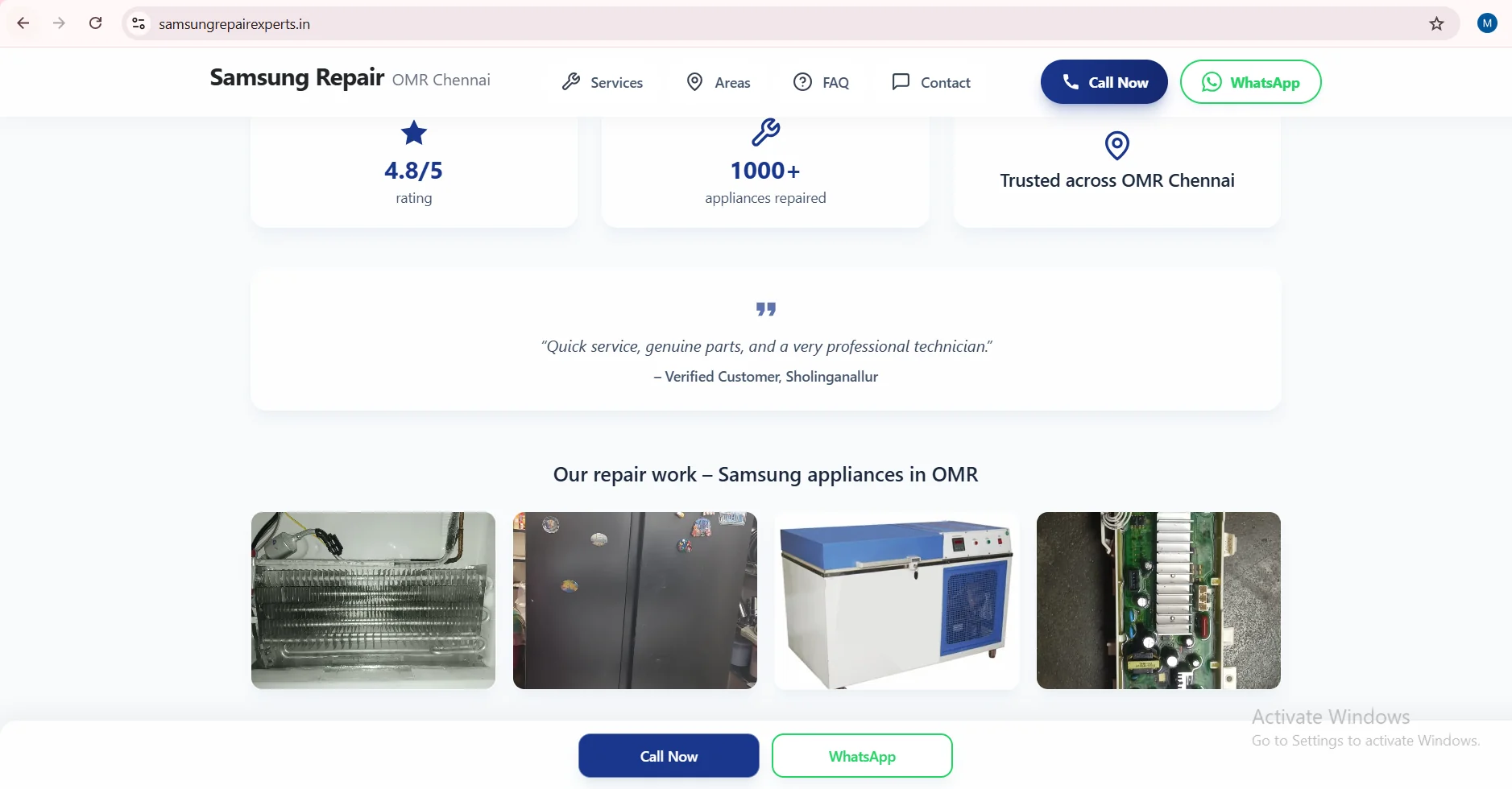 Samsung repair OMR Chennai website portfolio gallery showcasing repair work